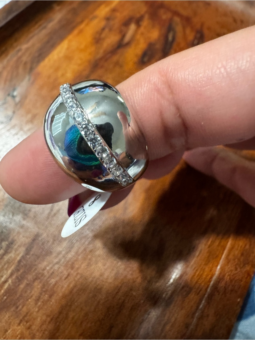 Melinda Maria Silver & Diamonette Dome Ring Size 8 new with tags & Jewelry Pouch